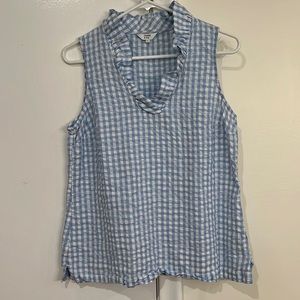Crown and Ivy seersucker baby blue top!
